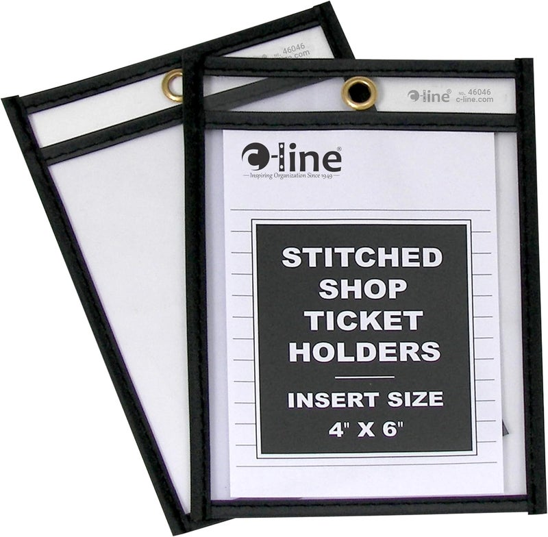 C-Line Stitched Shop Ticket Holders, Both Sides Clear, 4 x 6 Inches, 25 per Box (46046) - Image 1