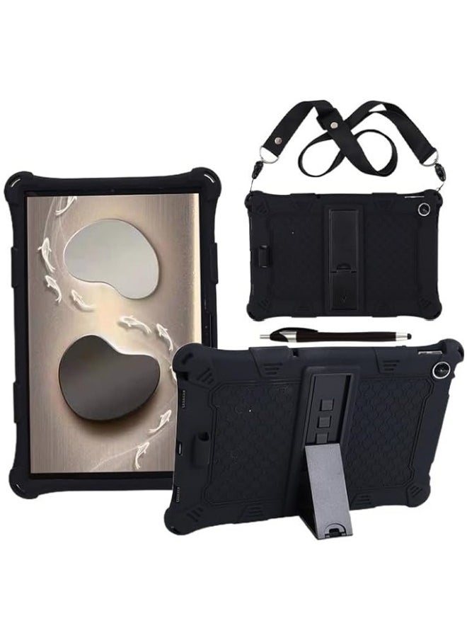 General Silicone Case Compatible with Lenovo Tab M10 3rd Gen 10.1 inch (TB-328FU/TB-328XU), Slim Lightweight Folding Stand Cover, Soft Protective Cover with Strap & Stylus Pen 