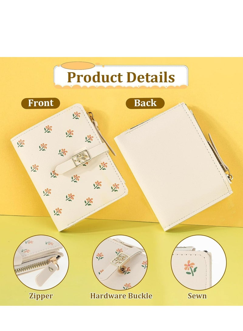 Oasisgalore Small Wallet for Women, PU Leather Bifold Compact Small Womens Wallet, Cash Wallet (Off White).  - Image 4