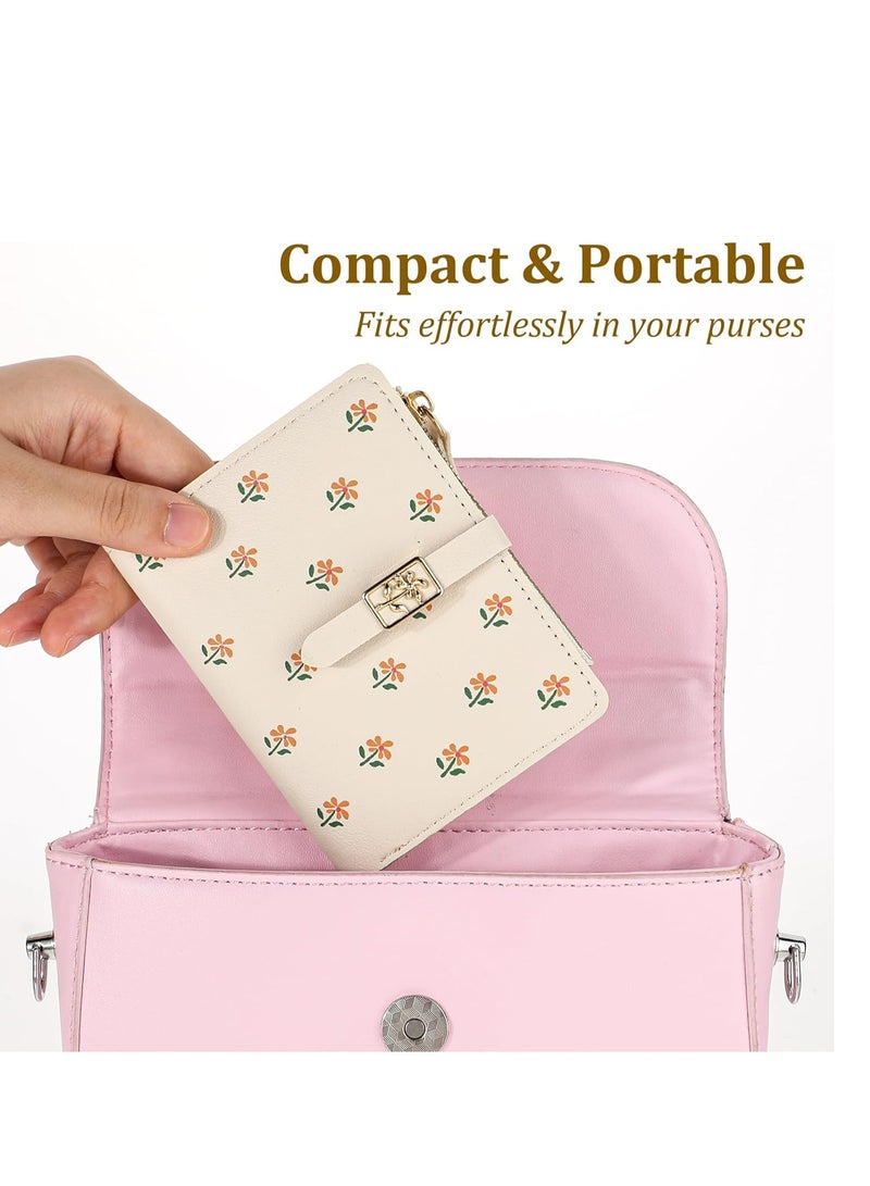 Oasisgalore Small Wallet for Women, PU Leather Bifold Compact Small Womens Wallet, Cash Wallet (Off White).  - Image 5