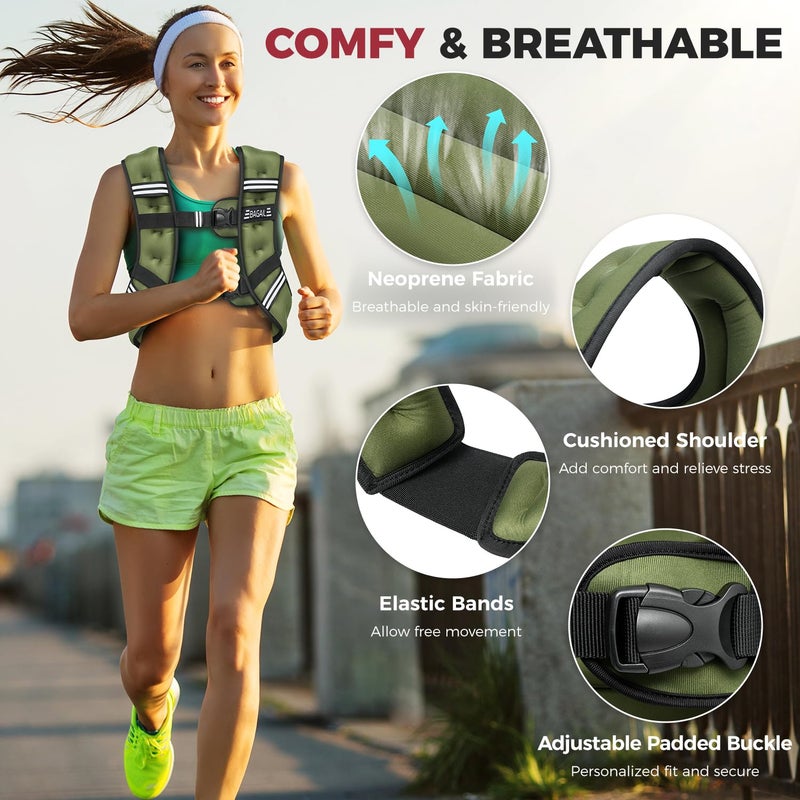 BAGAIL Comfort-Fit Weighted Vest for Woman, Even Weight Distribution, Faster Weight Loss, No-Chafe or Bounce for Walking & Running with Detachable Phone Pouch & Reflective Stripes (Available 5-30lbs) - Image 2