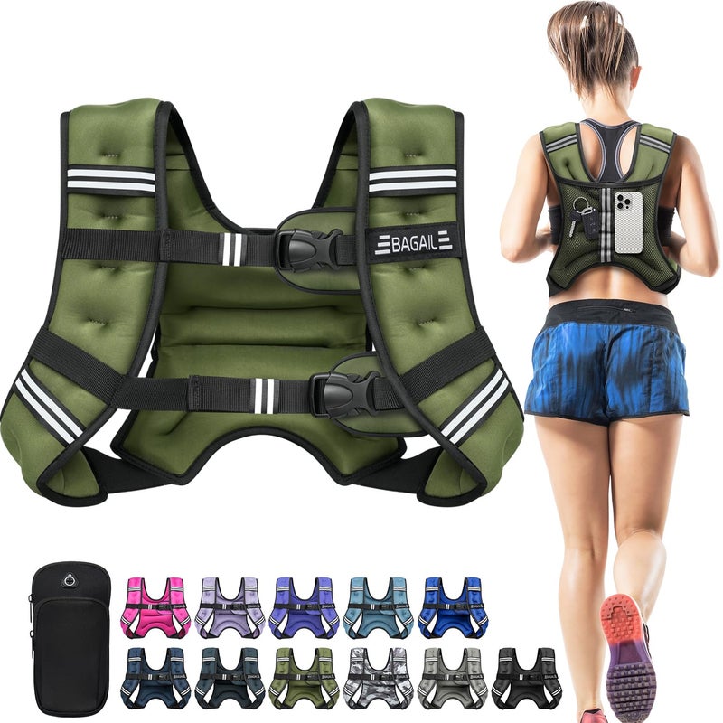 BAGAIL Comfort-Fit Weighted Vest for Woman, Even Weight Distribution, Faster Weight Loss, No-Chafe or Bounce for Walking & Running with Detachable Phone Pouch & Reflective Stripes (Available 5-30lbs) - Image 1