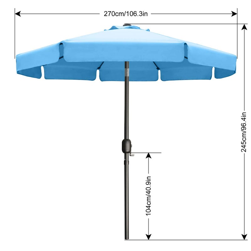 ABCCANOPY 9ft Scalloped Patio Umbrella, Outdoor Table Umbrella with Tilt and Crank, Fiberglass Ribs Deck Umbrella for Patio, Pool, Garden, Picnic (Turquoise) - Image 3