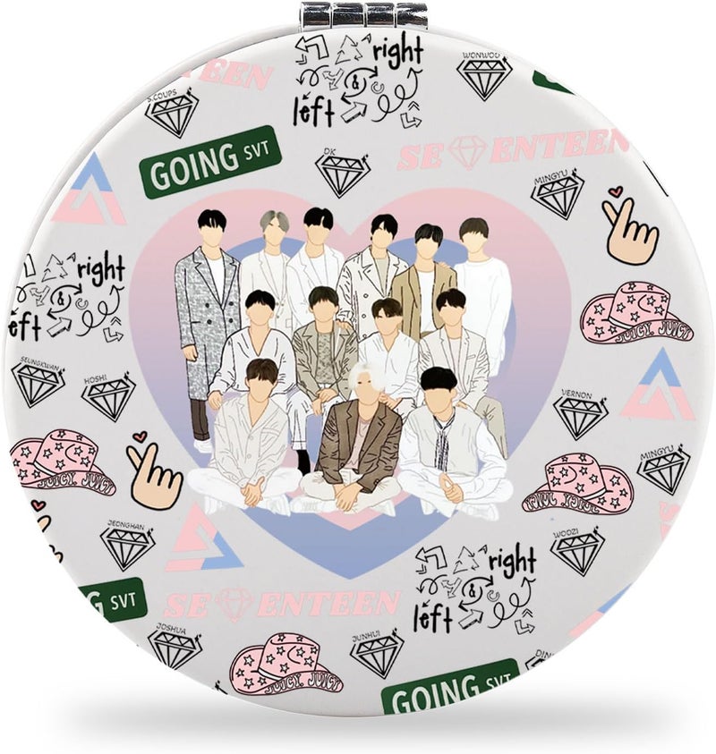SEIRAA K-Pop 17 Pocket Mirror Kpop 17 Fans Gifts Seventeen Merchandise Kpop 17 Compact Makeup Mirror (Going)