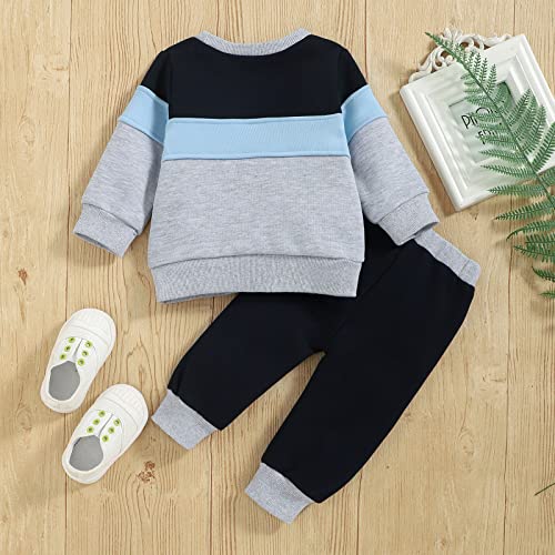 FOCICI Baby Boy Clothes Infant Fall Long Sleeve Outfits Winter Clothing Sweatshirt Pants 2pcs Set Blue 12-18 Months - Image 3