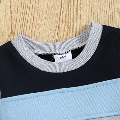 FOCICI Baby Boy Clothes Infant Fall Long Sleeve Outfits Winter Clothing Sweatshirt Pants 2pcs Set Blue 12-18 Months - Image 4