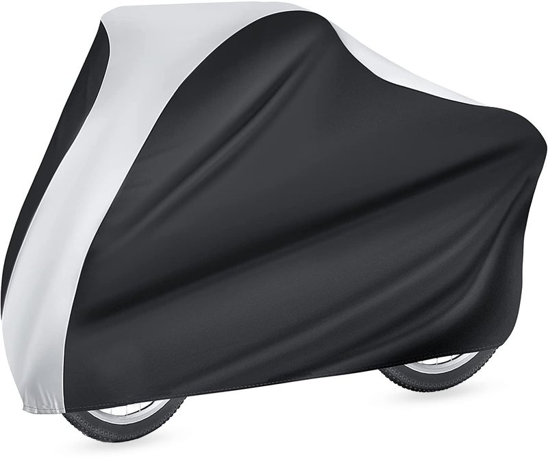 NABAAT Universal Waterproof Dust Cycle / Bicycle Cover for Outdoor Rain/ Sun/ Snow/ Corrosion Protection (Black & Silver), Nylon - Image 1