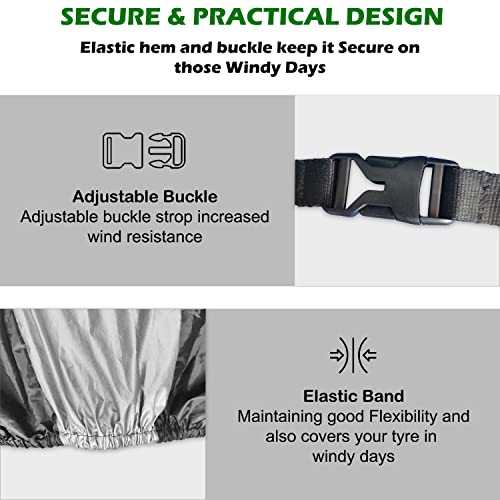 NABAAT Universal Waterproof Dust Cycle / Bicycle Cover for Outdoor Rain/ Sun/ Snow/ Corrosion Protection (Black & Silver), Nylon - Image 4