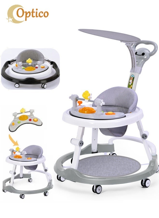 Optico 4 in 1 Baby Walker Activity Center Featuring Baby Walkers for Boys and Girls with  Feeding Tray  Music Tray Foldable Activity Walker for Baby 6-18 Months Help Baby Walk - Image 1