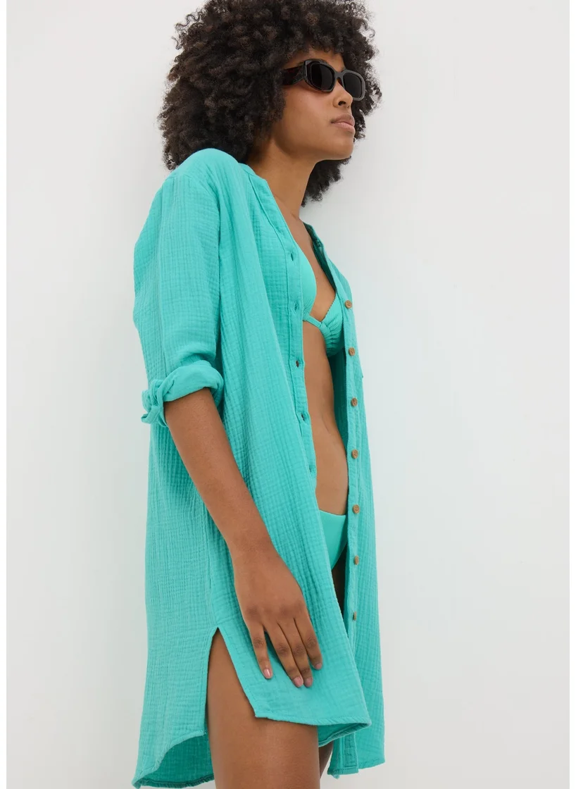 Matalan Turquoise Double Cloth Beach Shirt