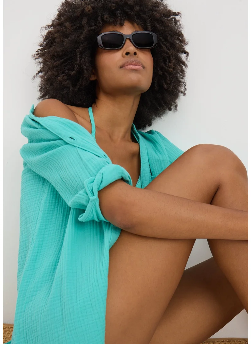 Matalan Turquoise Double Cloth Beach Shirt