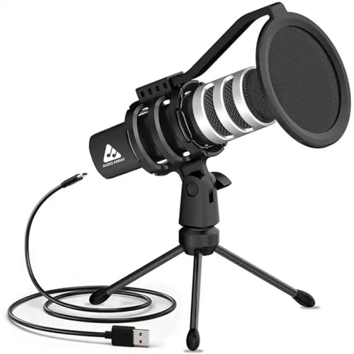 Audio Array AM-C4 USB Plug & Play Condenser Microphone with Tripod, Pop-Filter & Shock Mount | for Conference, Gaming, Podcasting, Voice Over, YouTube, Skype, Zoom & Live Streaming on iOS,Windows - Image 1