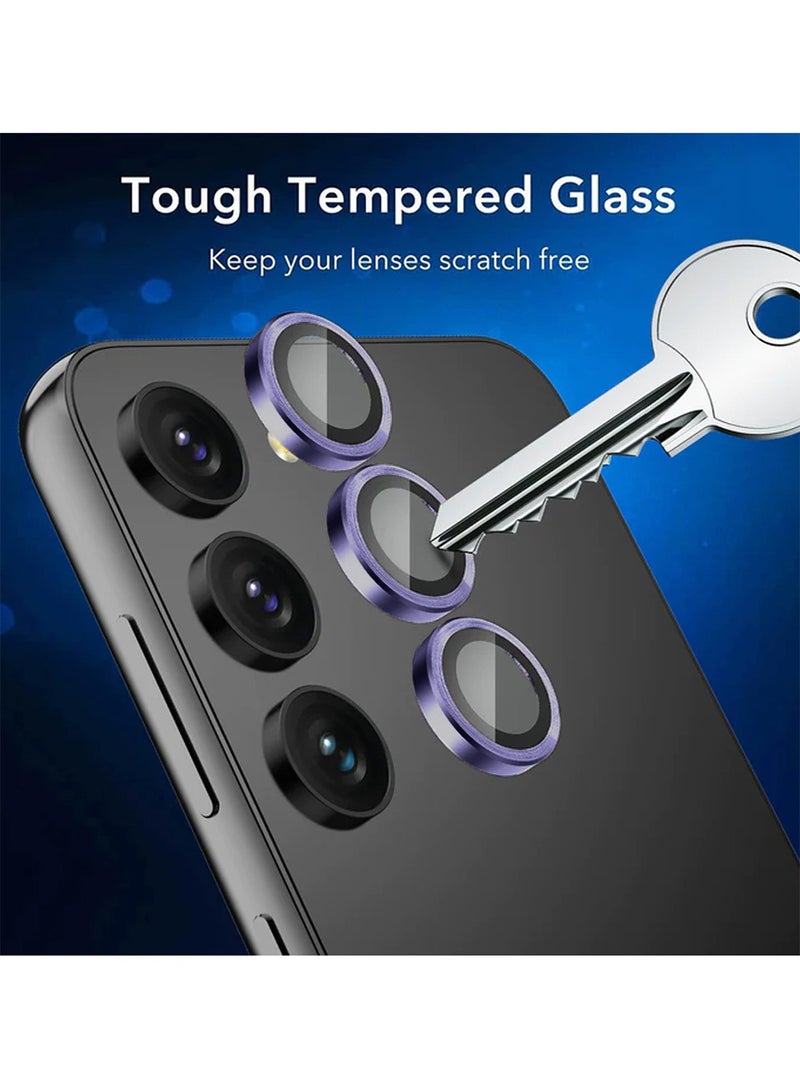 Wtech Samsung Galaxy S25 Plus / S25+ 2025 Premium Alloy Ring Camera Lens Tempered Glass Protector Shield - Eggplant Purple - Image 2
