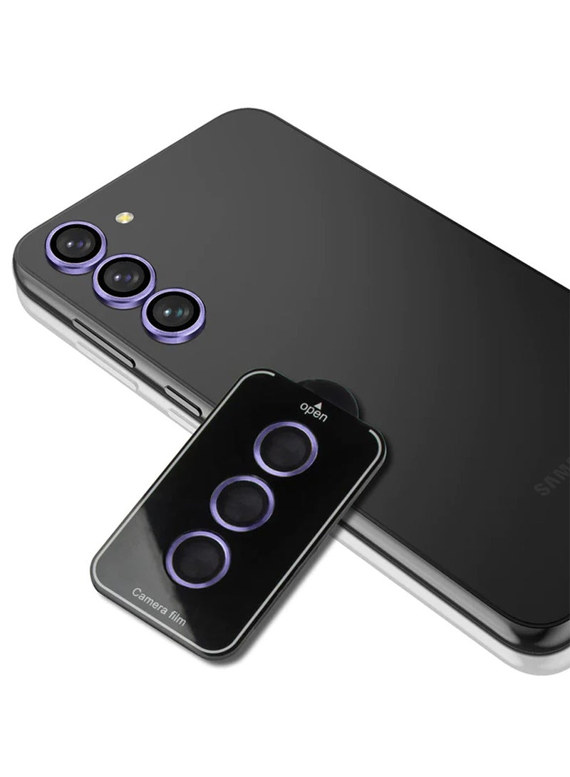 Wtech Samsung Galaxy S25 Plus / S25+ 2025 Premium Alloy Ring Camera Lens Tempered Glass Protector Shield - Eggplant Purple - Image 3