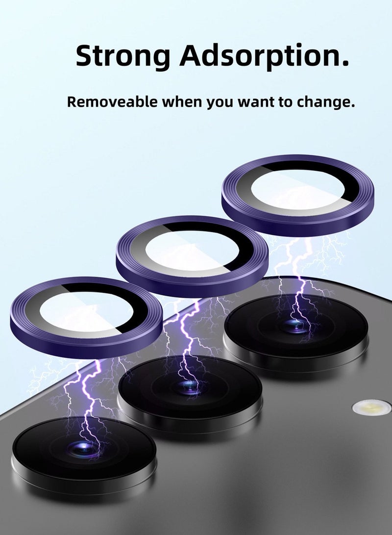 Wtech Samsung Galaxy S25 Plus / S25+ 2025 Premium Alloy Ring Camera Lens Tempered Glass Protector Shield - Eggplant Purple - Image 4