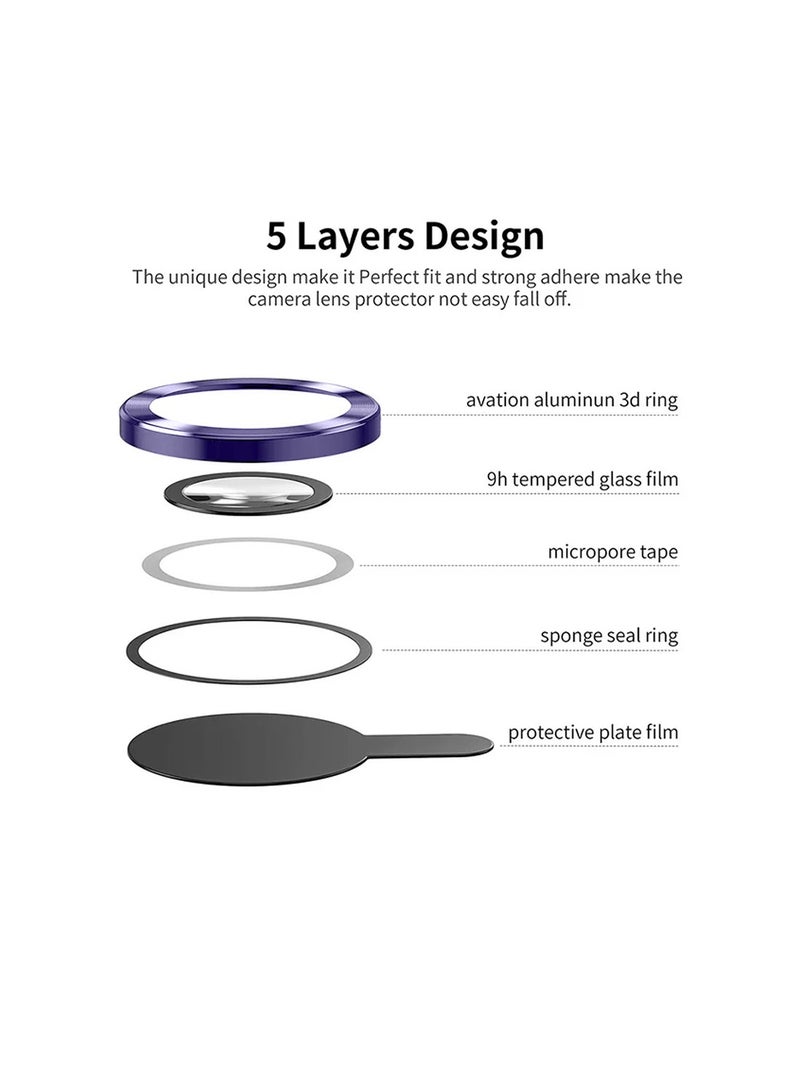Wtech Samsung Galaxy S25 Plus / S25+ 2025 Premium Alloy Ring Camera Lens Tempered Glass Protector Shield - Eggplant Purple - Image 5
