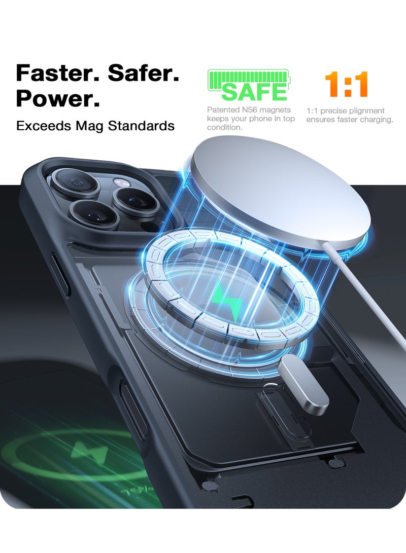 حافظة مضادة للصدمات مغناطيسية لهاتف 16 برو ماكس، [متوافقة مع MagSafe] [اختبار السقوط بمعيار عسكري] حافظة واقية رقيقة شفافة لهاتف 16 برو ماكس، مضادة للبصمات ومضادة للخدوش، سلسلة الحماية المغناطيسية، سوداء - Image 4