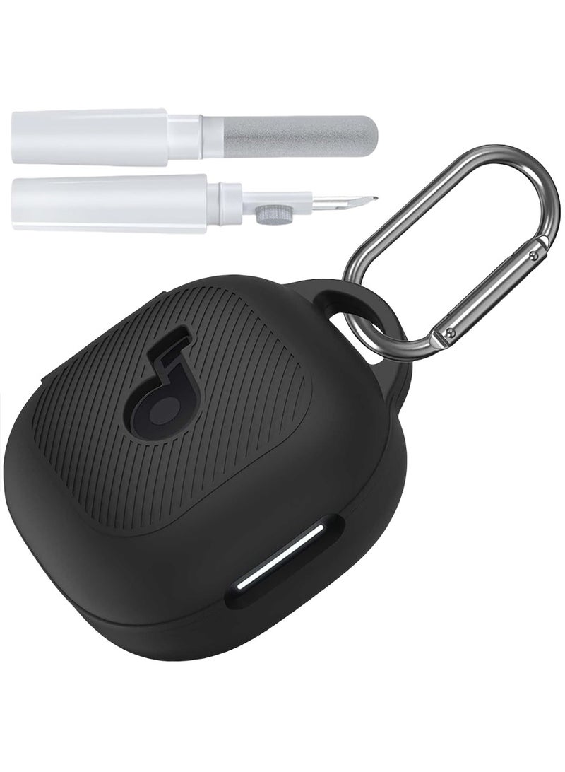 for Anker Soundcore P40i Case, Soft Silicone Shockproof Protective with Carabiner Cleaning Kit, Black  - Image 1