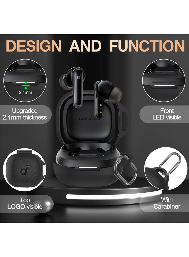 for Anker Soundcore P40i Case, Soft Silicone Shockproof Protective with Carabiner Cleaning Kit, Black  - Image 5