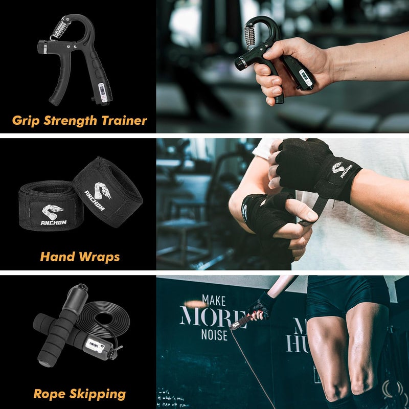 ANCHOM Punching Bag for Adults, 4FT Heavy Boxing Bag Set with 12OZ Boxing Gloves, Hand Wraps, Jump Rope and Grip Strength Trainer, Perfect for MMA Karate Kickboxing Boxing - Unfilled - Image 5