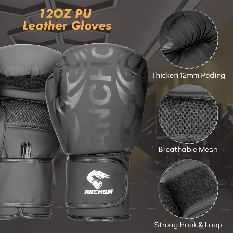 ANCHOM Punching Bag for Adults, 4FT Heavy Boxing Bag Set with 12OZ Boxing Gloves, Hand Wraps, Jump Rope and Grip Strength Trainer, Perfect for MMA Karate Kickboxing Boxing - Unfilled - Image 3