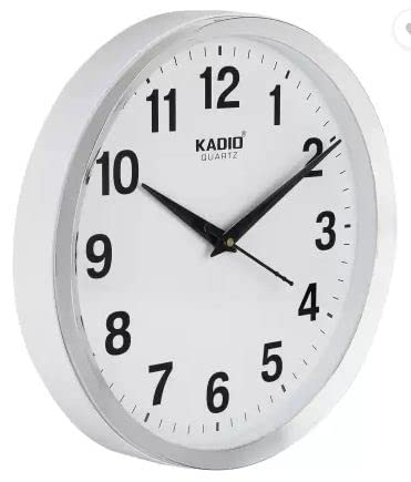 Kadio Analog 28 cm X 28 cm Wall Clock (White, with Glass, Standard) - Image 3