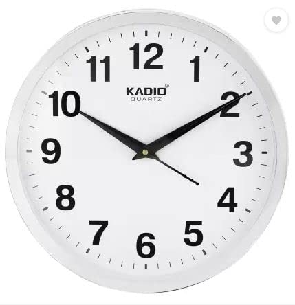 Kadio Analog 28 cm X 28 cm Wall Clock (White, with Glass, Standard) - Image 1