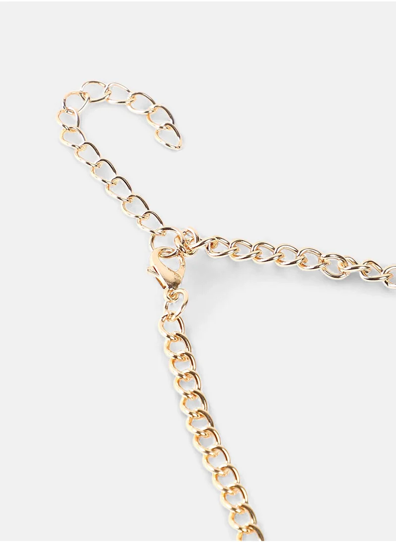 SOHI The Marquise Amber Studded Statement Necklace