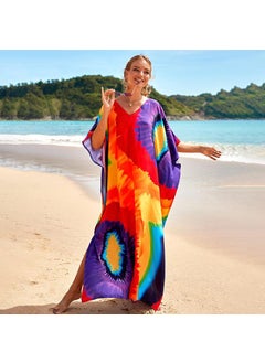 Wholesale Boho Cotton Print Beach Kimono DN0728-7 rainbow color