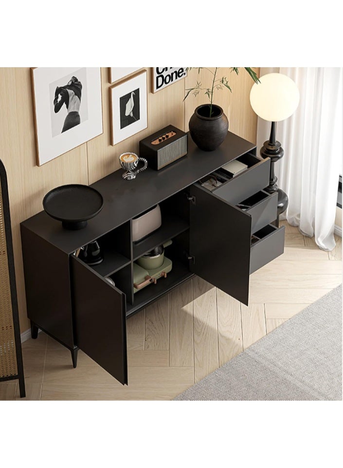 خزانة بوفيه، خزانة جانبية للمطبخ مع 3 أدراج وبابين، أرفف قابلة للتعديل، خزانة بار قهوة عصرية لغرفة الطعام، غرفة المعيشة، الردهة (رمادي، DSG044) - Image 2