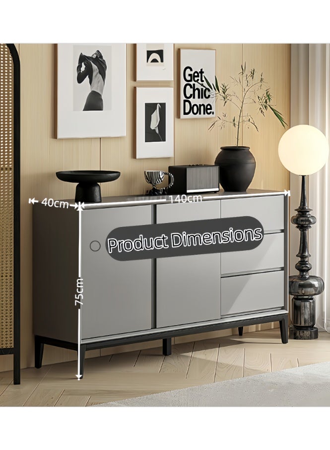 خزانة بوفيه، خزانة جانبية للمطبخ مع 3 أدراج وبابين، أرفف قابلة للتعديل، خزانة بار قهوة عصرية لغرفة الطعام، غرفة المعيشة، الردهة (رمادي، DSG044) - Image 3