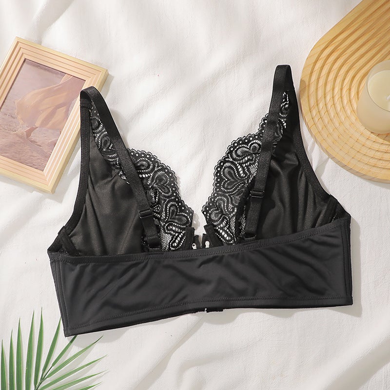 Plus Size Lace Push Up Bra with Underwire Front Clasp Non-Padded - Image 2