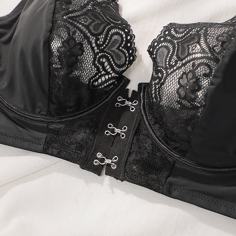 Plus Size Lace Push Up Bra with Underwire Front Clasp Non-Padded - Image 4