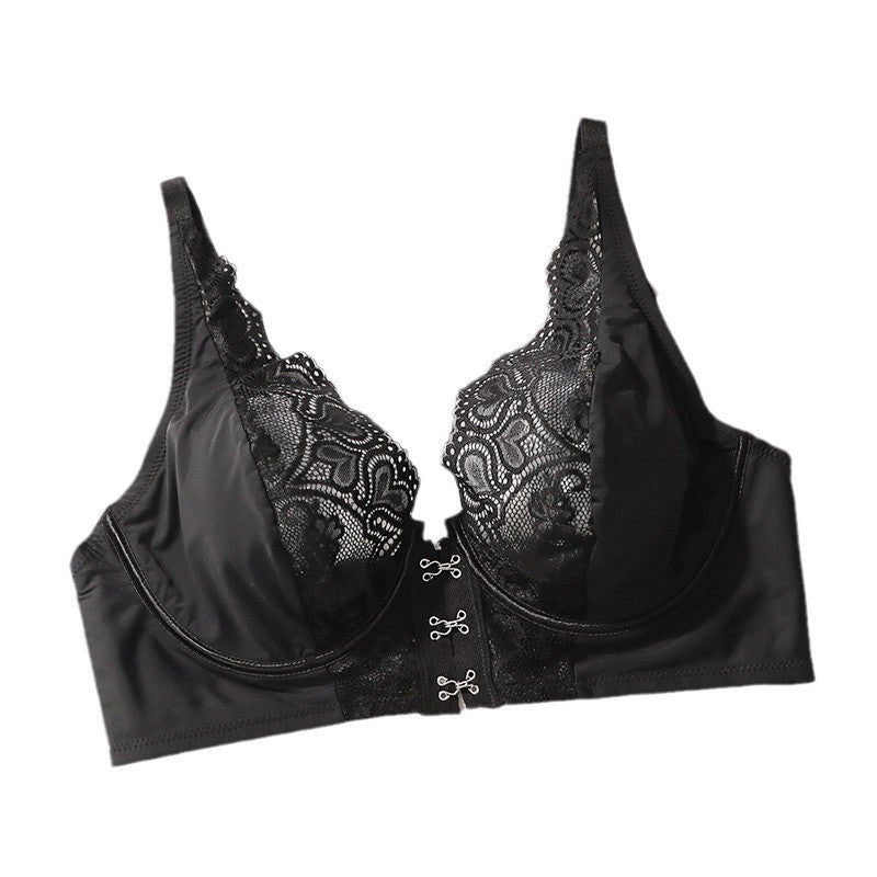 Plus Size Lace Push Up Bra with Underwire Front Clasp Non-Padded - Image 5