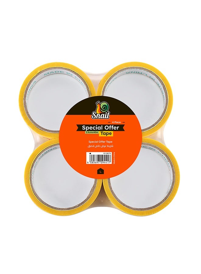 LAWAZIM Snail Special Offer Tape - 4 Piece 2.5cmx40m - Printed Adhesive Packaging Tape with Red Text in English & Arabic - Ideal for Retail Promotions, Carton Sealing, Multipacks, and Food Packaging - Image 1