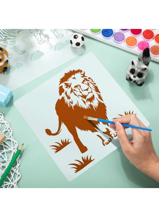 Zonon 9 Pieces Animal Stencil Templates Reusable Animal Painting Stencil Bear Tiger Elephant Horse Lion Giraffe Zebra Rhino Deer Craft Drawing Template For Greeting Card Scrapbook Wall Art (8 Inch) - Image 4