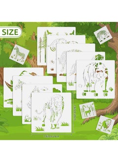 Zonon 9 Pieces Animal Stencil Templates Reusable Animal Painting Stencil Bear Tiger Elephant Horse Lion Giraffe Zebra Rhino Deer Craft Drawing Template For Greeting Card Scrapbook Wall Art (8 Inch)  - Image 5