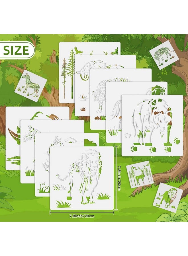 Zonon 9 Pieces Animal Stencil Templates Reusable Animal Painting Stencil Bear Tiger Elephant Horse Lion Giraffe Zebra Rhino Deer Craft Drawing Template For Greeting Card Scrapbook Wall Art (8 Inch) - Image 5