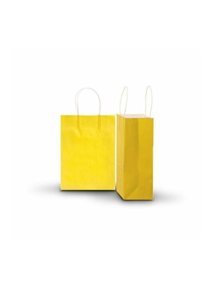 Party Time 24-Pieces A5 Yellow Kraft Paper Bags with Handle Party Gift Bag Birthday Wedding Graduation Baby Shower Christmas Shopping Favor Present Bag Souvenir Bag Wrapping Bags