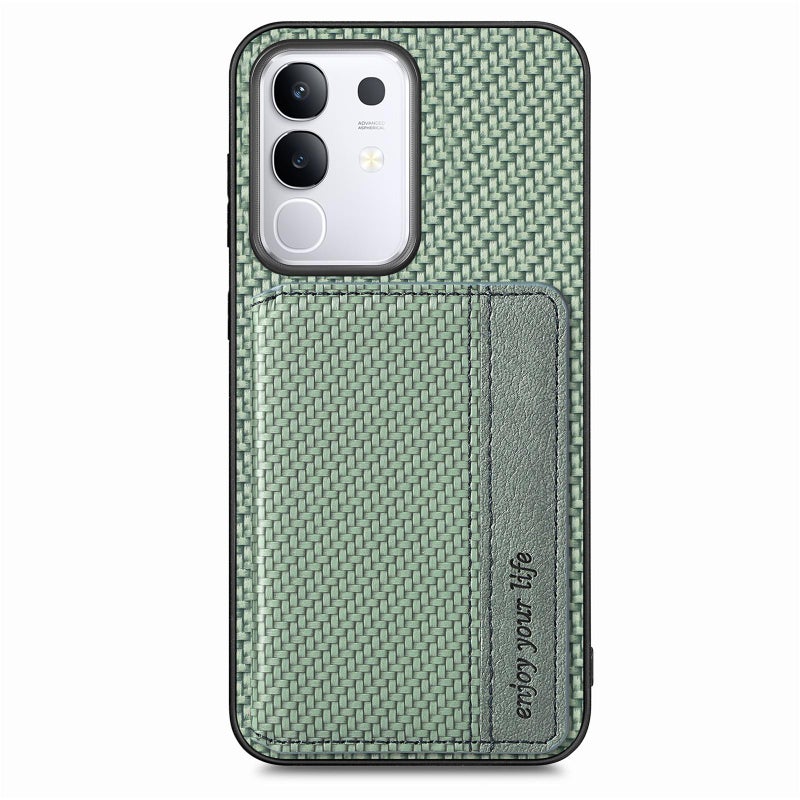 erorex For vivo Y29 4G Carbon Fiber Magnetic Card Bag Phone Case(Green) - Image 2