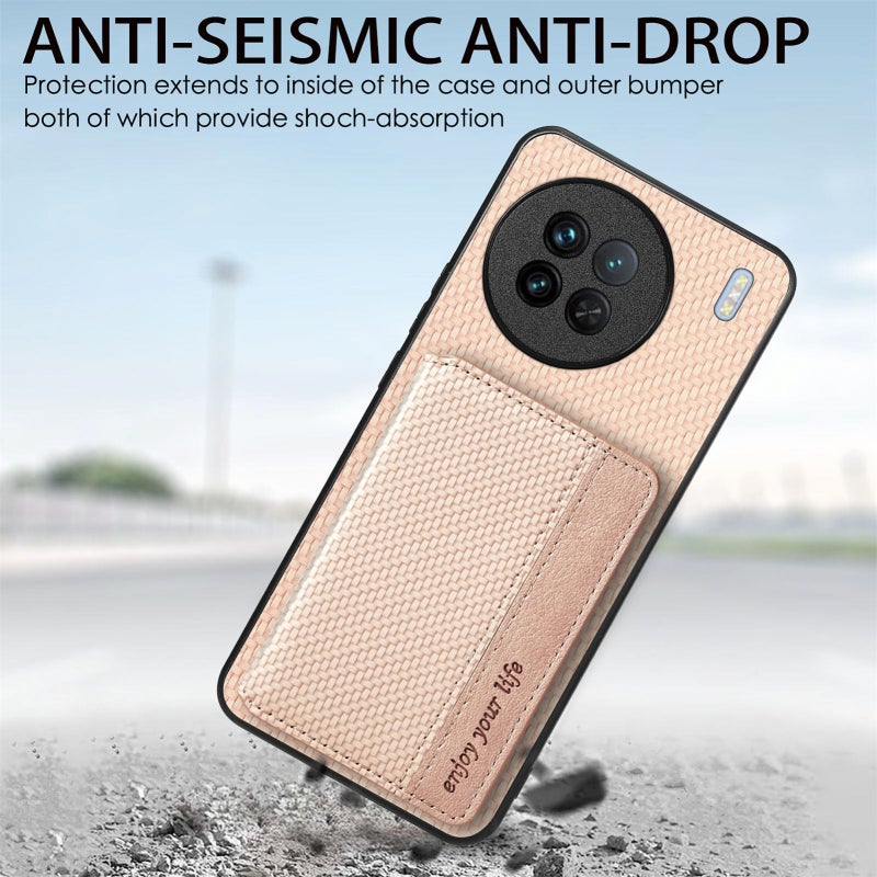 erorex For vivo Y29 4G Carbon Fiber Magnetic Card Bag Phone Case(Green) - Image 5