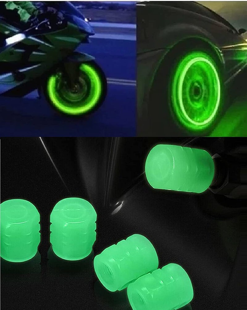 HETZON SALES Fluorescent Tyre Valve Cap Night Glow Luminous Wheel Covers Illuminated Tire Caps Ideal for Car, Bike, Bicycle, Truck (Pack of - 8, Green) - Image 4