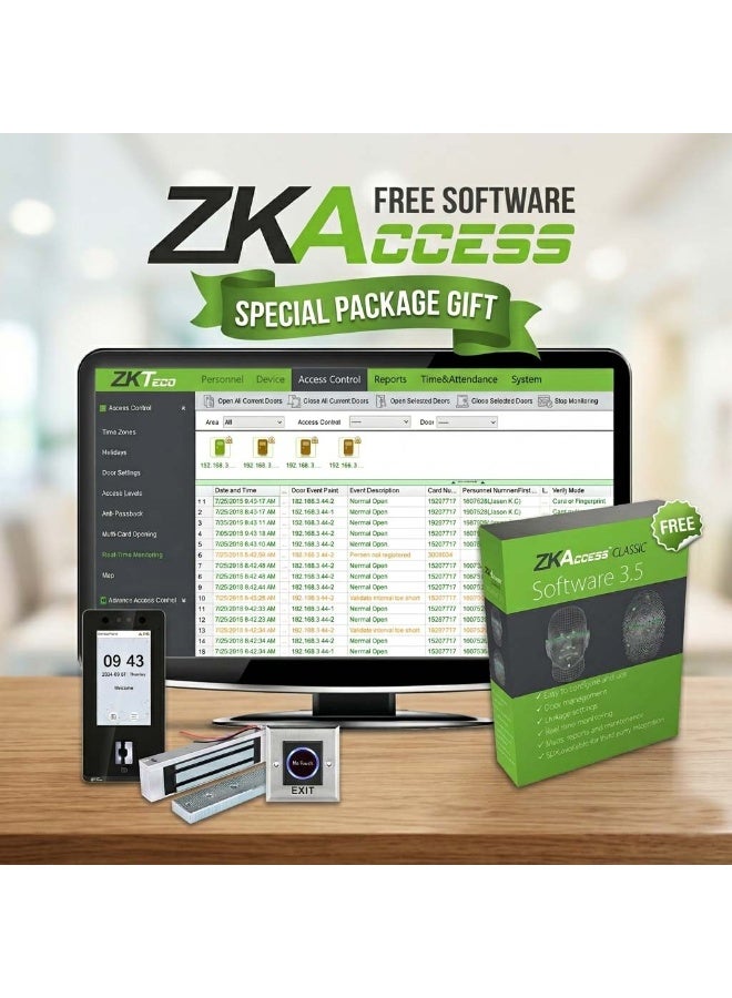 ZKTeco BioFace C1 Access Control Kit | Face & Fingerprint | Magnetic Lock + Exit Button | FREE Software Included | Dubai | Installation Available - Image 3