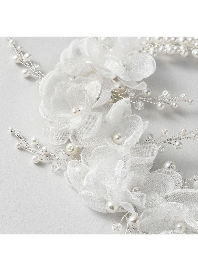 SWEETV Flower Girl Headpiece For Wedding Headband For Girls Flower Girl Crown Communion Headpiece For Girls Princess Hair Accessories For Birthday Party  - Image 5