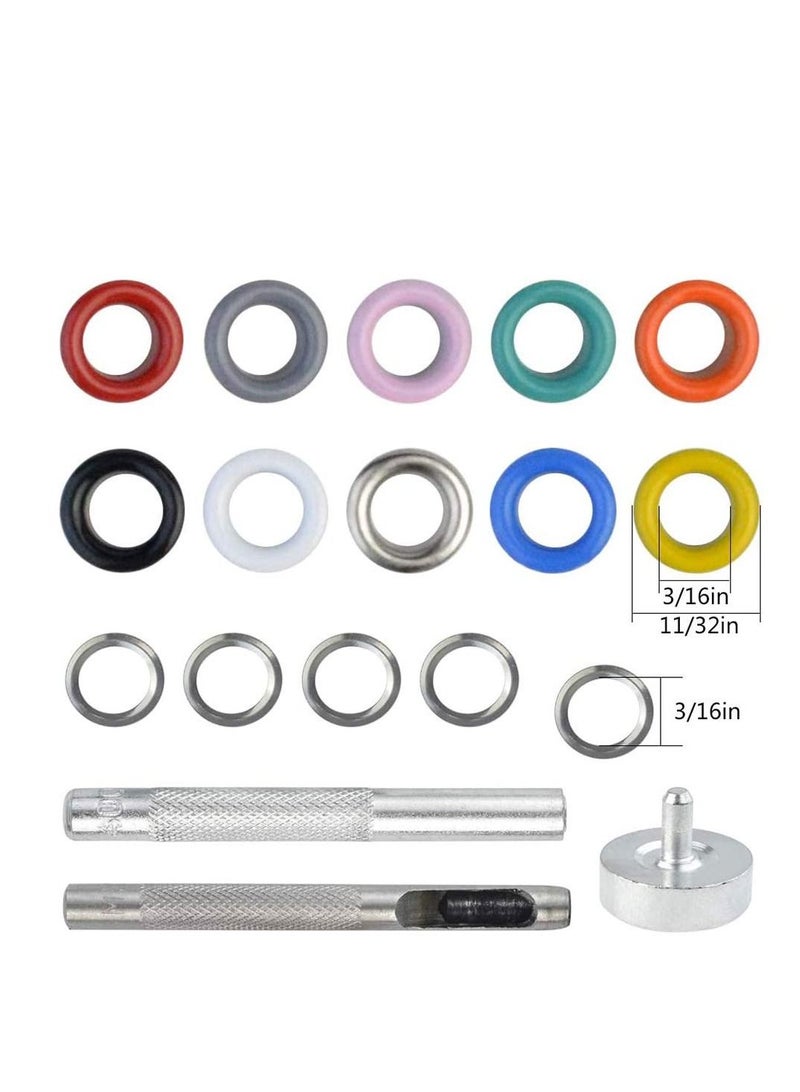 SYOSI Grommet Tool Kit, 500 Set of 5mm Multicolor Metal Eyelet with Grommet Setting Tools for Leathercrafts, Clothing, Shoes  - Image 5