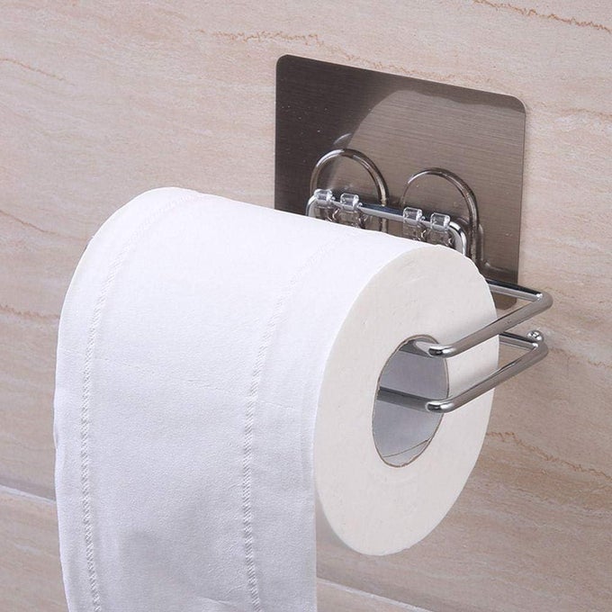 STAINLESS STEEL NO DRILL SELF ADHESIVE TOILET PAPER HOLDERTISSUE PAPER ROLL HOLDERBATHROOM RACK FOR KITCHENTOWEL HOLDER