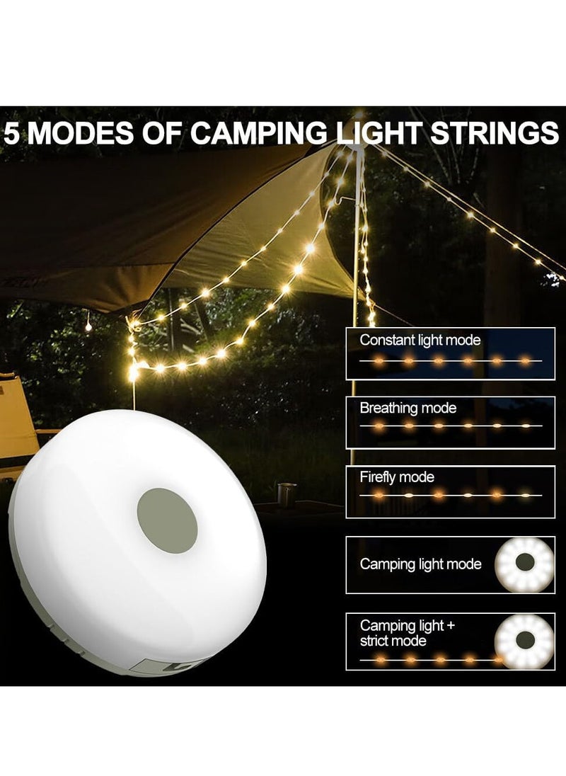 ELTRAZONE - Camping String Lights, 10M Outdoor Waterproof Portable Stowable String Light, Warmyard Lights with 5 Lighting Modes, USB Rechargeable Outdoor String Lights for Camping Trips, RV, Hiking [Energy Class A] - Image 1