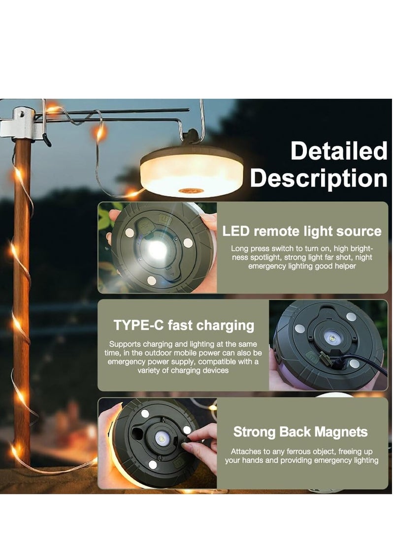 ELTRAZONE - Camping String Lights, 10M Outdoor Waterproof Portable Stowable String Light, Warmyard Lights with 5 Lighting Modes, USB Rechargeable Outdoor String Lights for Camping Trips, RV, Hiking [Energy Class A] - Image 1