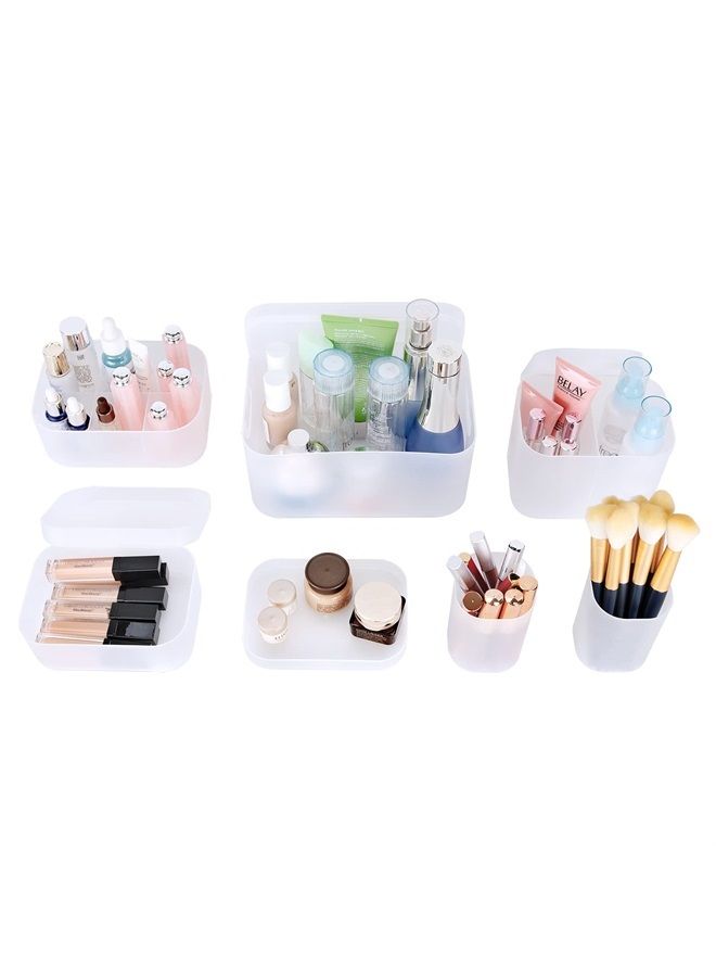 OCHEAL Makeup Organizer Case set of 6,Stackable Clear Makeup Organizer Holder, Multi-size Makeup Case Vanity Storage Holder Set for Makeup, Jewelry, toiletries,Makeup Artist Must Have - Image 1