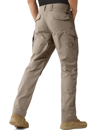 FREE SOLDIER Mens Cargo Pants Lightweight Work Pants for Men Water Resistant Tactical Pants with Pockets for Hiking Outdoor（Brown34Wx32L） - Image 3